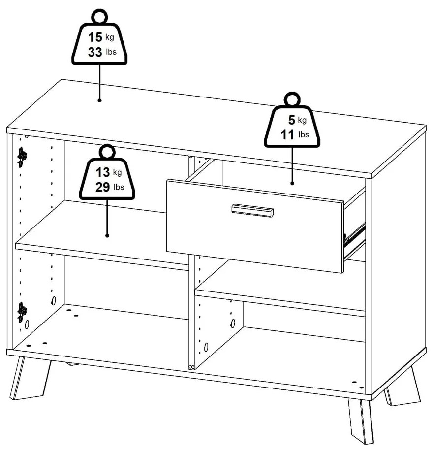 Fehér-natúr színű komód tölgyfa dekorral 99x73x39 cm Ikast – Tvilum