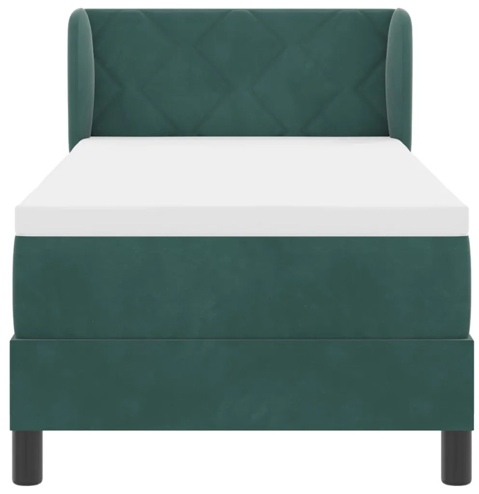 Boxspring Ágy Matraccal Sötét Zöld 80x200 cm Bársony