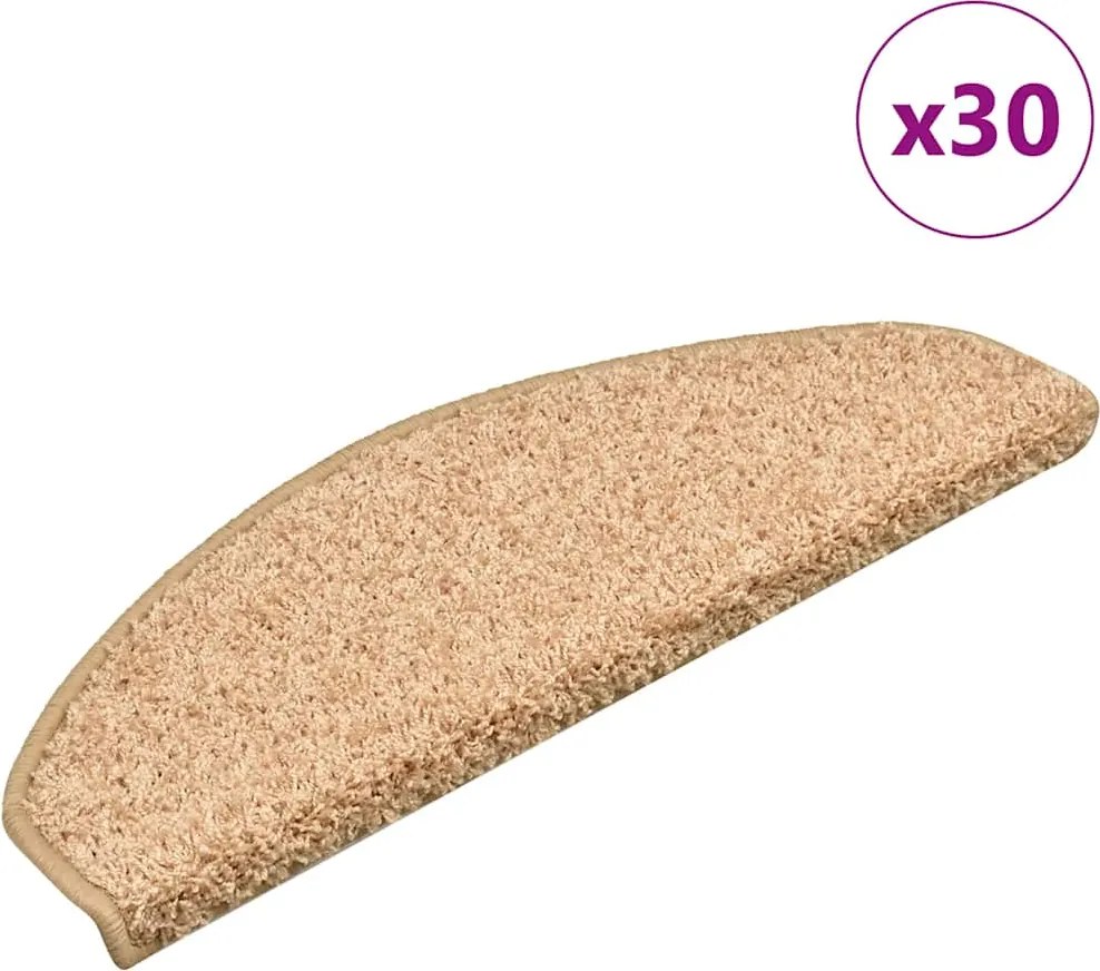 vidaXL 30 db arany színű, félkör alakú lépcsőszőnyeg 65 x 21 x 4 cm, nagy