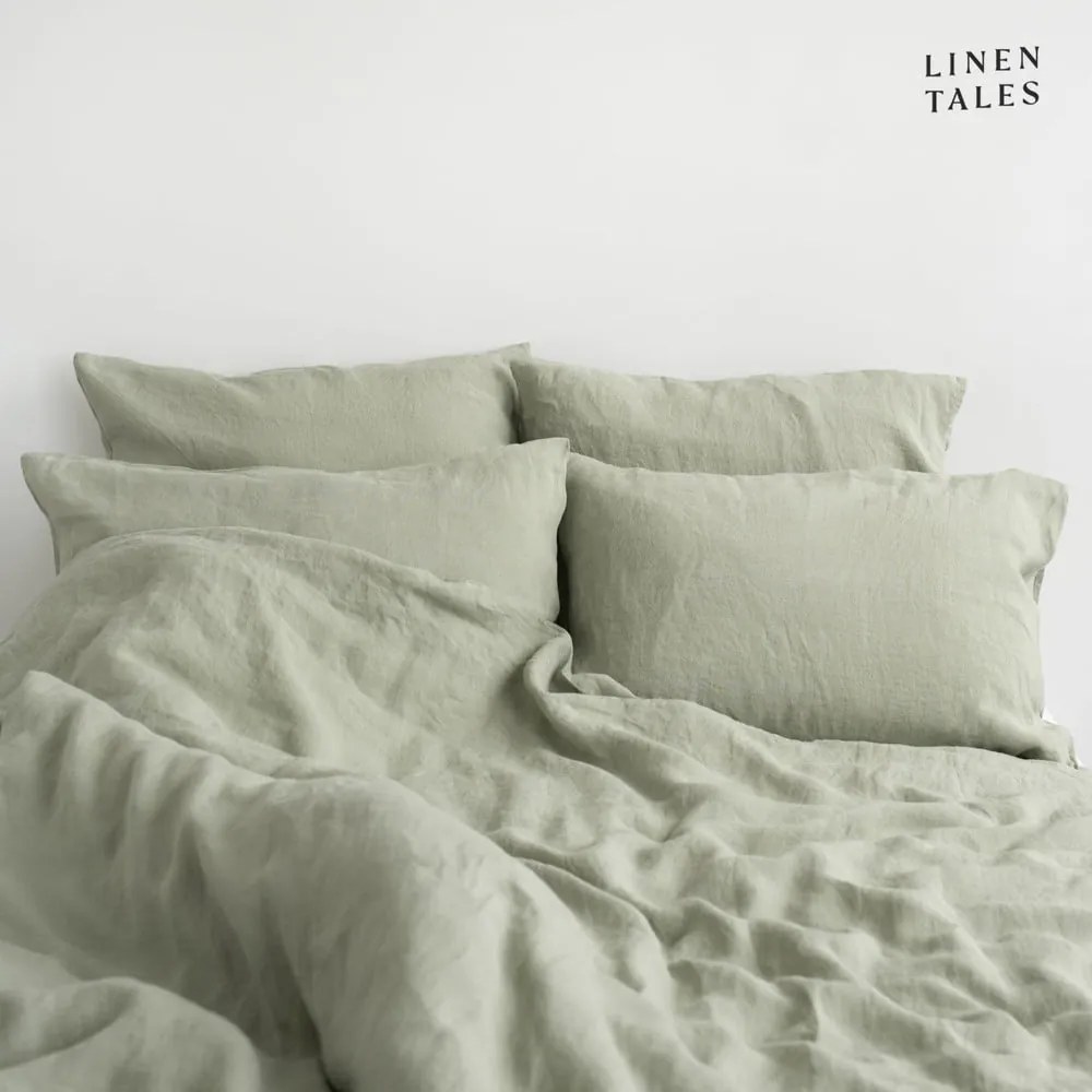 Világoszöld egyszemélyes len ágyneműhuzat 140x200 cm – Linen Tales