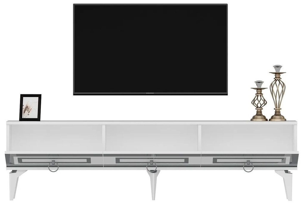TV asztal/szekrény Pemava 2 (fehér + ezüst) . 1095408
