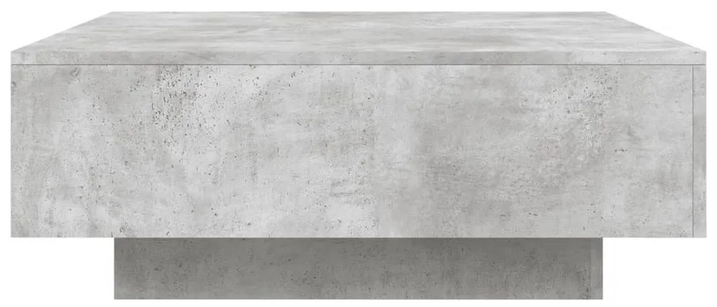 betonszürke dohányzóasztal LED-lámpákkal 80 x 8 0x 31 cm
