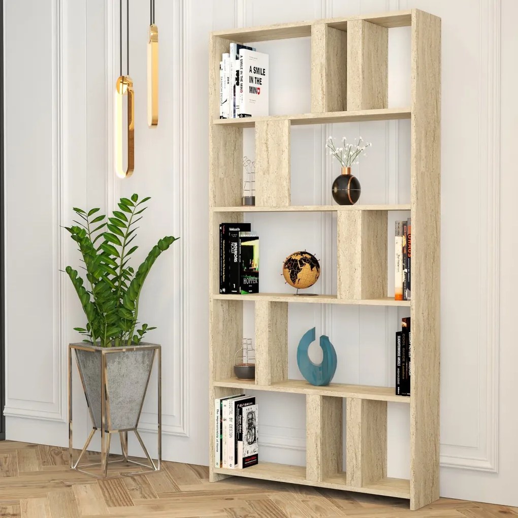 Lima könyvespolc, travertin, 90 cm