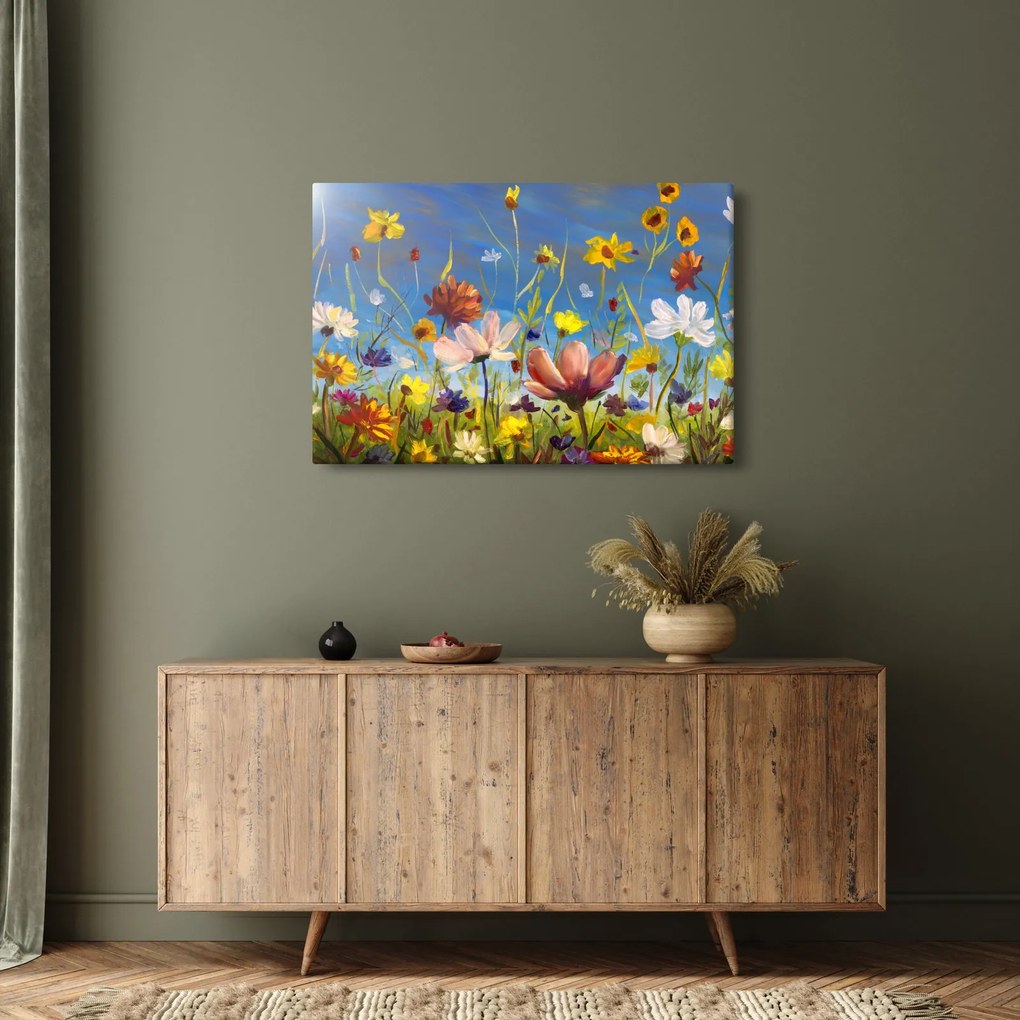 Festett kép egy virágzó rét (90x60 cm)