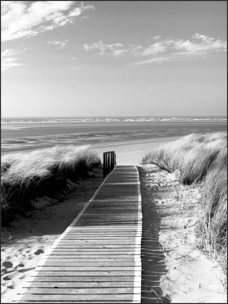 Fekete-fehér tenger Sok Mintás poszter 40x50cm hajó víz vitorlák homok #549