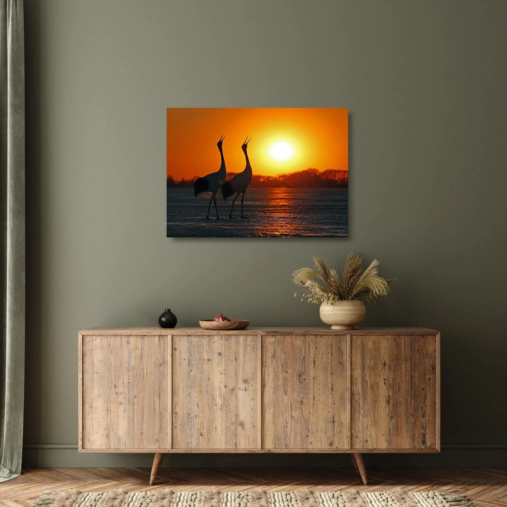 Madarak képe naplementekor (üvegen) (70x50 cm)