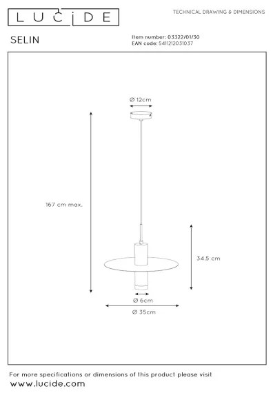 Lucide 03322/01/30 - Csillár zsinóron SELIN 1xGU10/35W/230V fekete