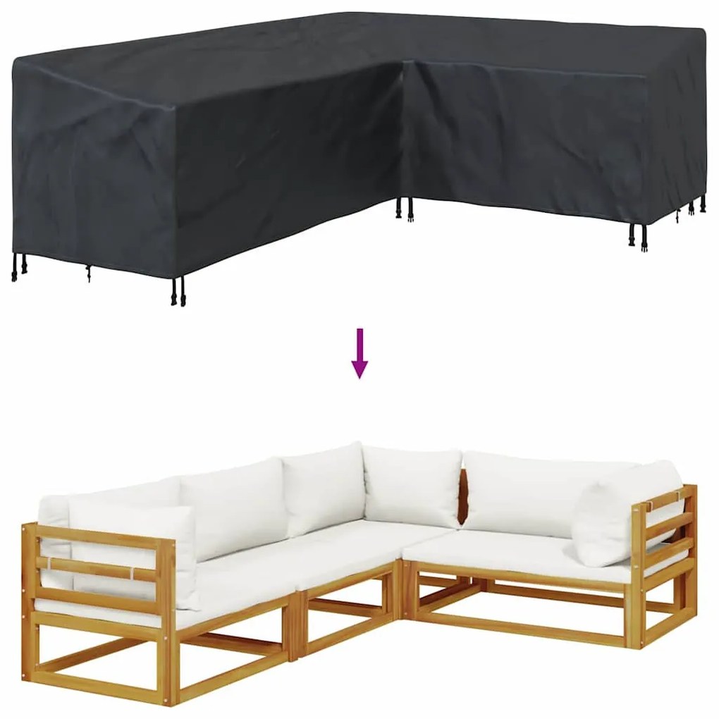 Kültéri bútorhuzat Fekete 250 x 180 x 80 cm 210D Oxford Szövet