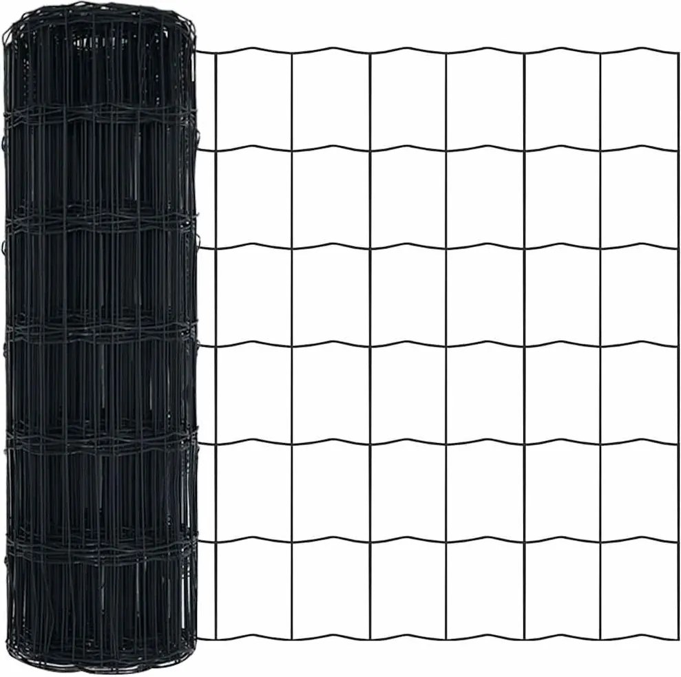 vidaXL Európai Kerítés Szürke 0,4 x 25 m PVC-bevonatú vas