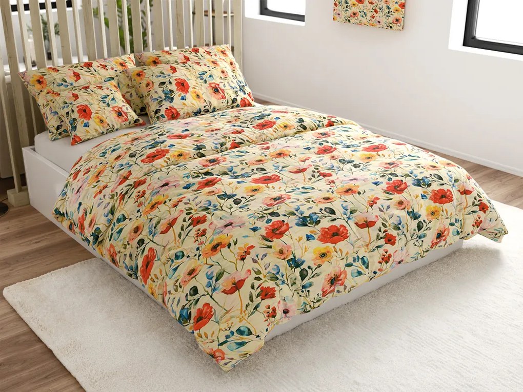 Krepp ágynemű FLOREEN krémszínű Ágyneműhuzat mérete: 70 x 90 cm | 140 x 200 cm