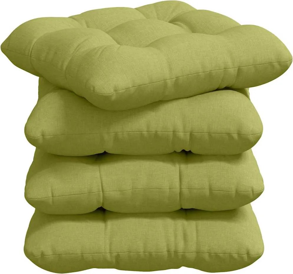 vidaXL Ülőpárnák 4 pcs Világos zöld 40 x 40 x 12 cm szövet