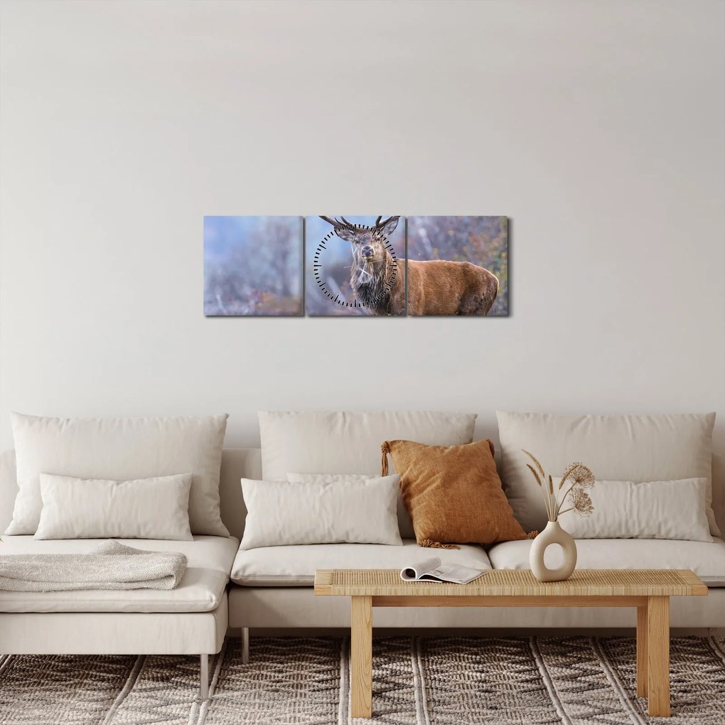 Kép - Szarvasok a tájban (órával) (90x30 cm)