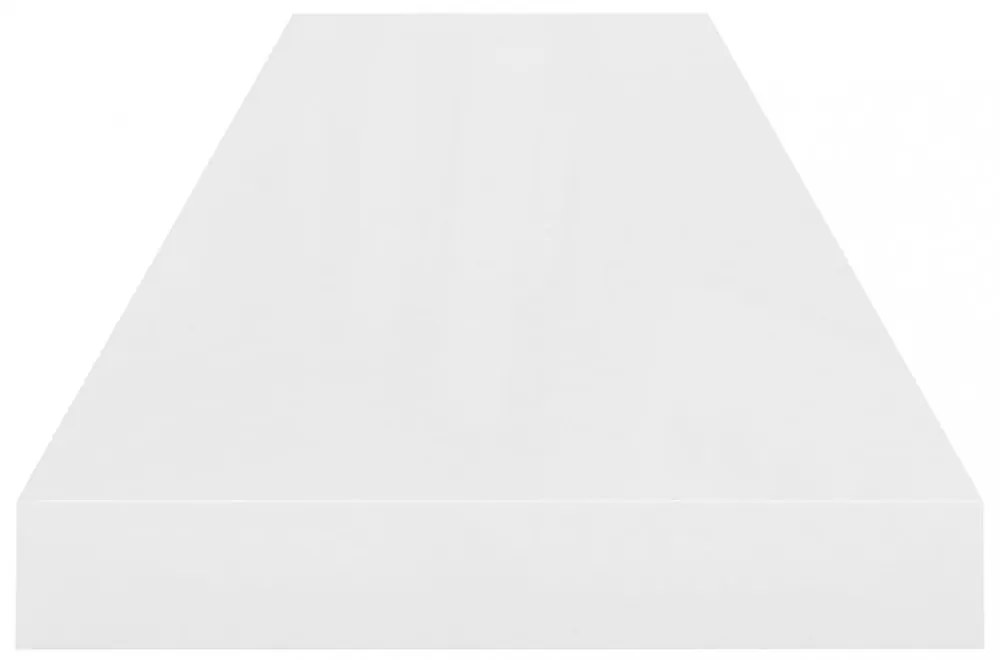 2 db magasfényű fehér MDF lebegő fali polc 90 x 23,5 x 3,8 cm