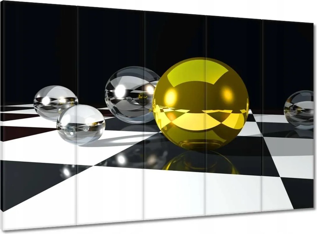 Vászonkép 100x70 Sárga gömb a sakktáblán
