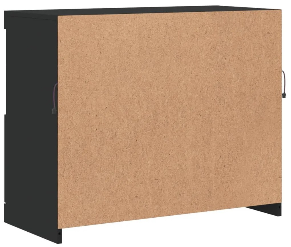 fekete tálalószekrény LED-világítással 81 x 37 x 67 cm