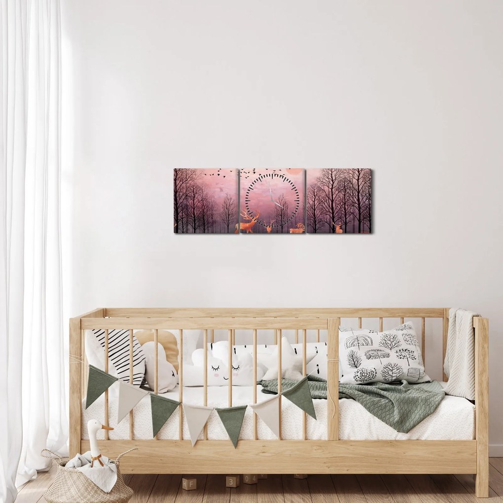 Kép - Szarvas a lenyugvó nap fényében (órával) (90x30 cm)