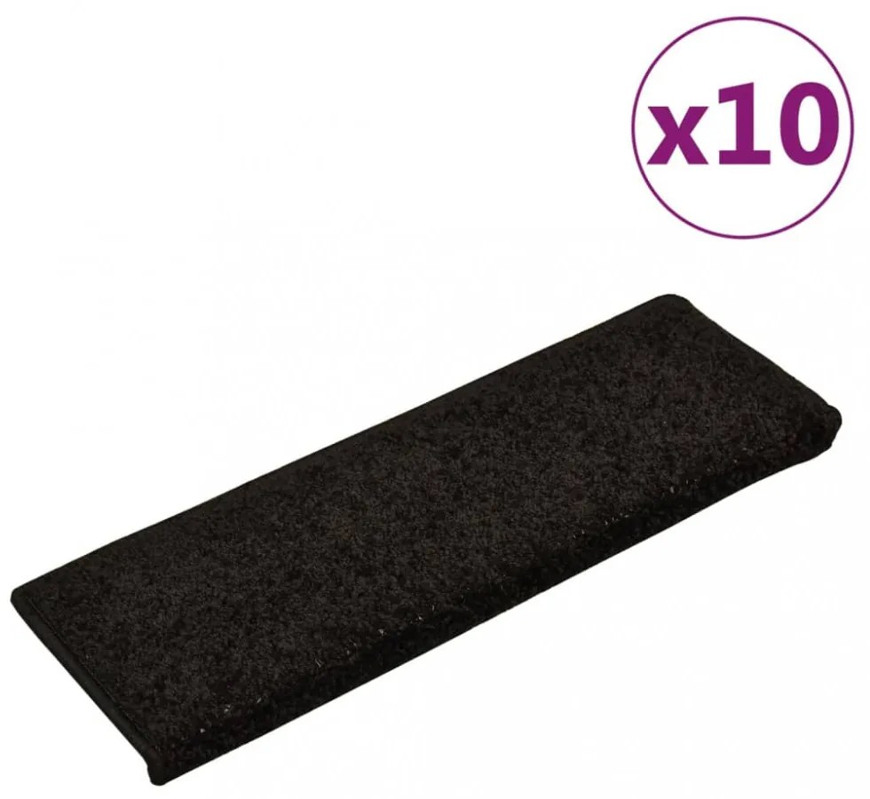 10 db fekete lépcsőszőnyeg, téglalap alakú széllel, 65 x 21 x 4 cm
