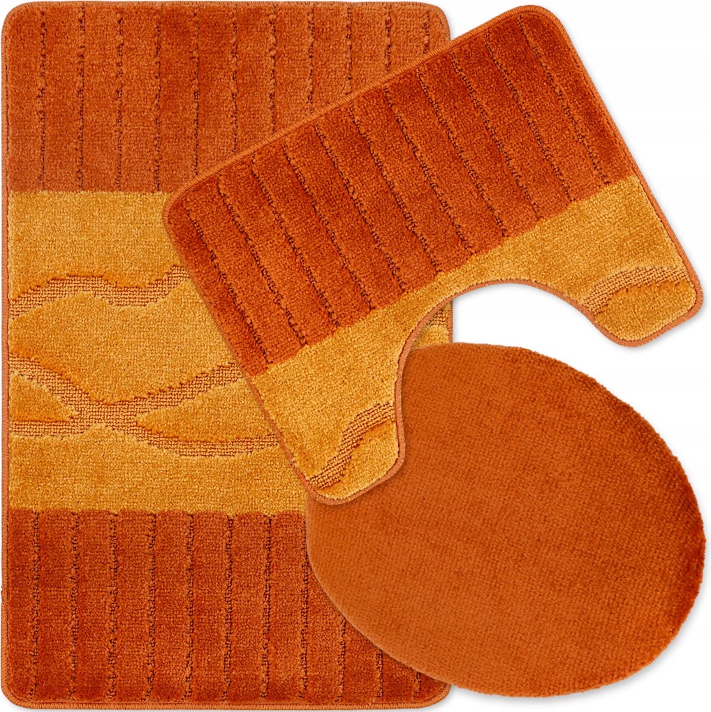 Fürdőszobaszőnyeg Csúszásgátló Szett 3 Db-os 50X80 Nagy Narancssárga 3D