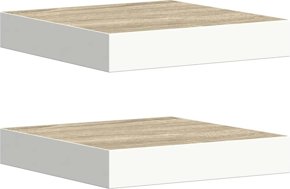 vidaXL 2 db tölgyszínű és fehér MDF lebegő fali polc 23x23,5x3,8 cm