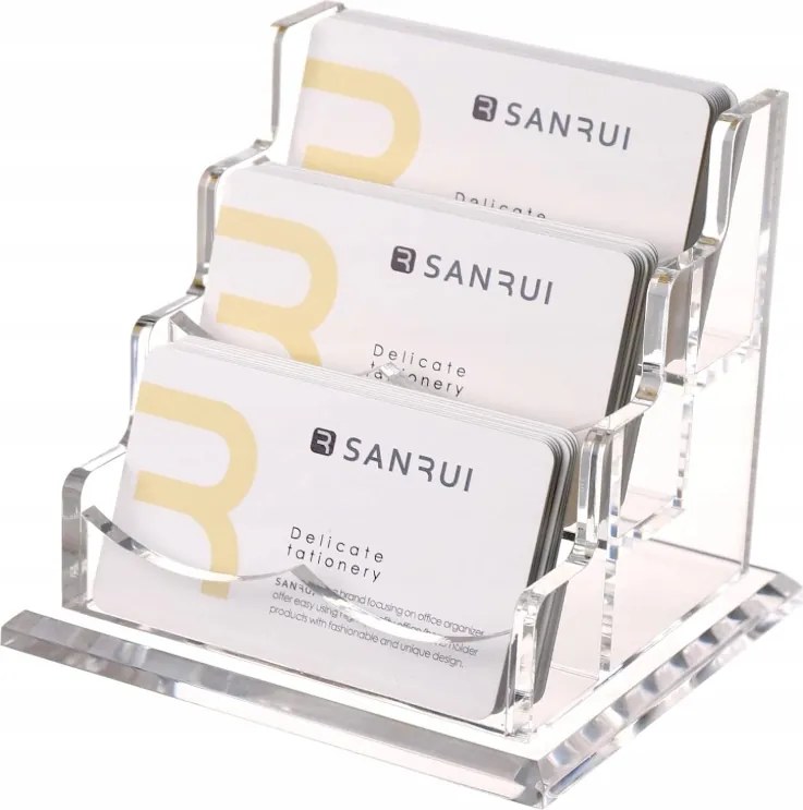 Akril Névjegykártyatartó Íróasztalra 3 Slots Névjegykártyatartó Tömör Prémium