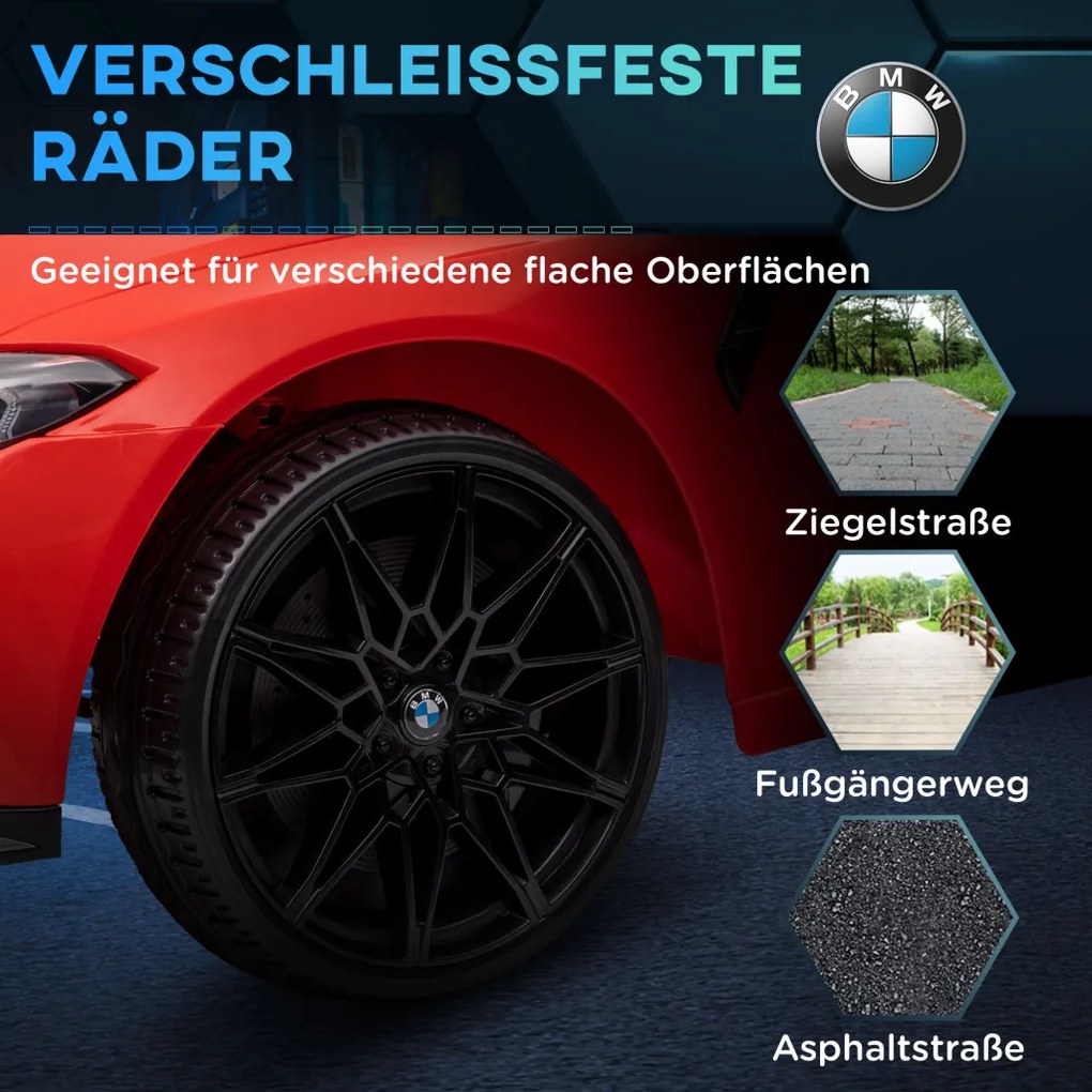 AIYAPLAY Elektromos gyerekautó BMW M4, hang és fény, 3-5 km/h, távirányítóval, piros