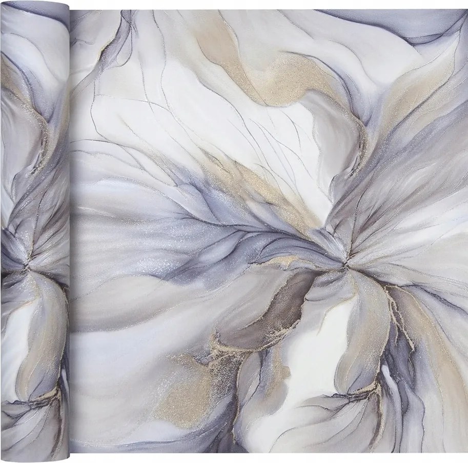 Vinyl tapéta virágokkal vagy füsttel 3D absztrakt lila bézs