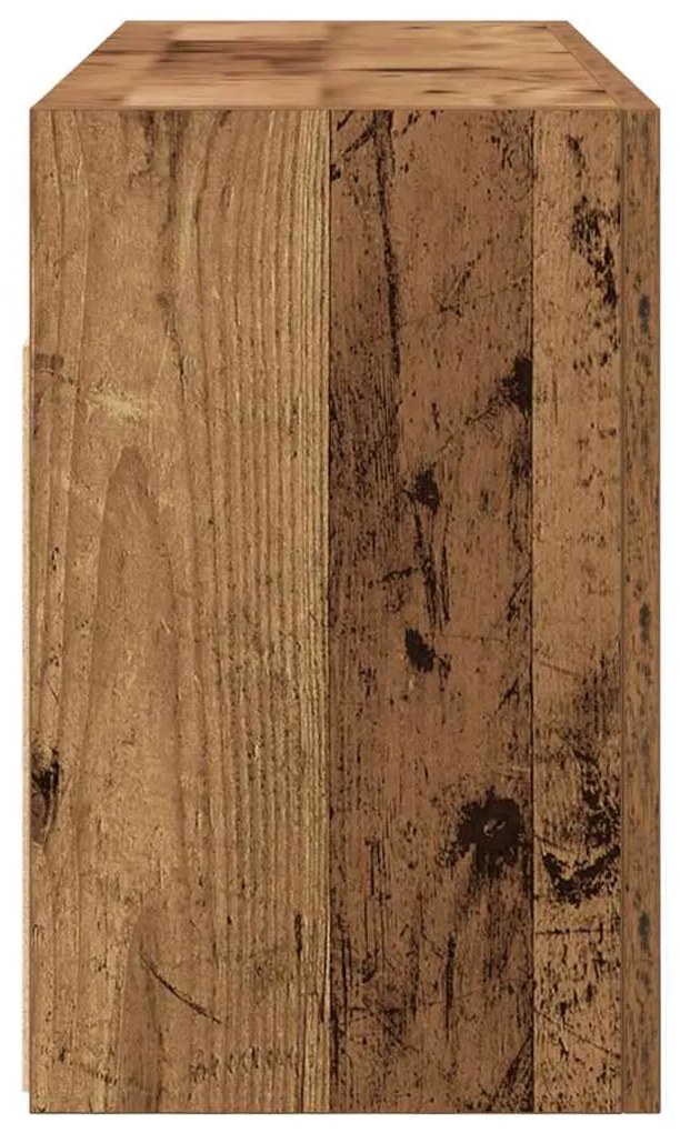 antik fa színű szerelt fa fali fürdőszobaszekrény 80x25x40 cm