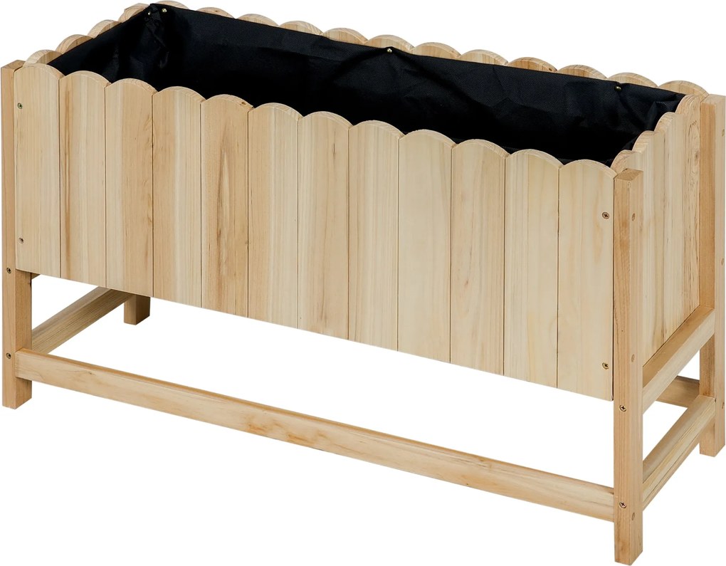 Outsunny Kültéri Függőleges Térmegtakarító Fenyőfából Készült Virágtartó Drainázs Résszel és Belső Béleléssel, 86x30x50 cm, Fakolor | Aosom