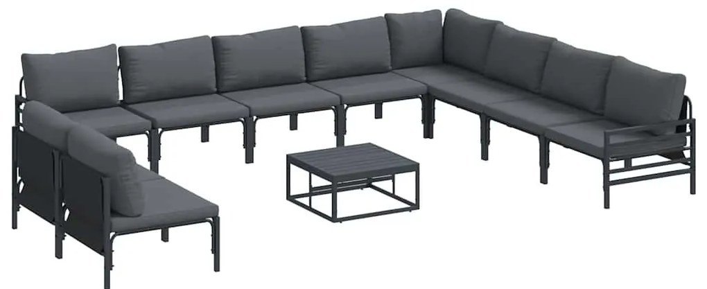 Kerti Kanapé Szett 11 pcs Antracitszürke Acél