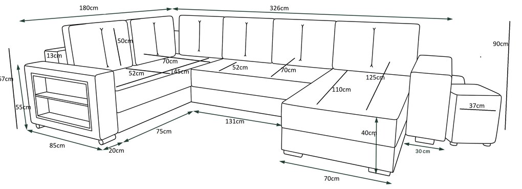 Sarok ülőgarnitúra Kin (zöld) (B). Akció -21%. 1057219