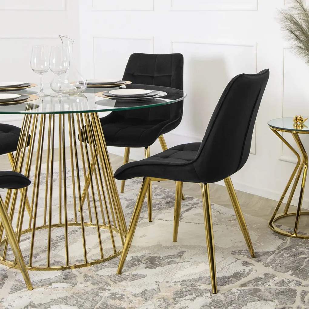 Elegáns Fekete Étkezőszék Arany Lábbal. CARO