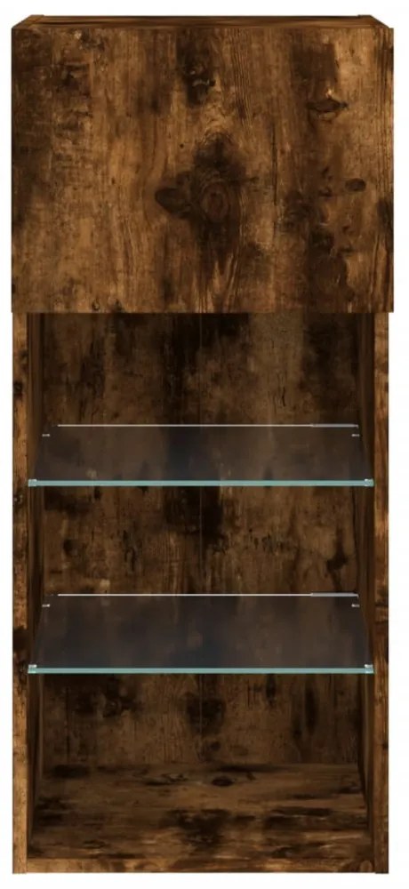 2 db füstös tölgy színű TV-szekrény LED-ekkel 40,5 x 30 x 90 cm