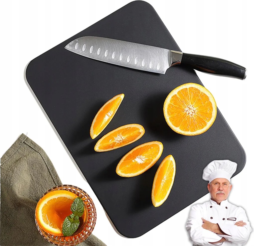 Vékony konyhai vágódeszka Tpu univerzális fekete