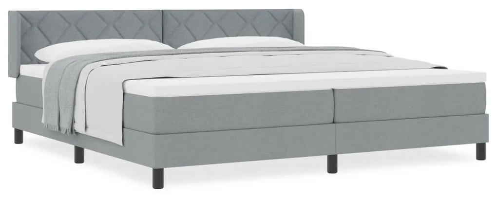 Boxspring Ágy Matrac Kíséretében, Világosszürke, 200x200 cm, Szövet