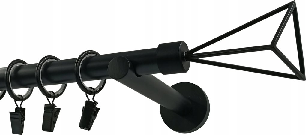 Függönykarnis szimpla Fém 19mm Fekete Matt 360cm Geometric