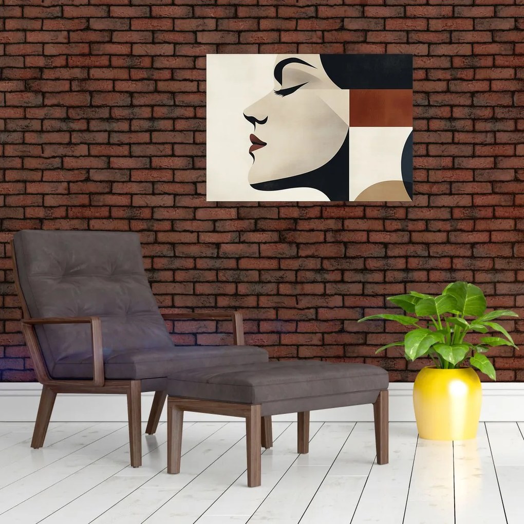 Üveg kép - Nő profilból (70x50 cm)