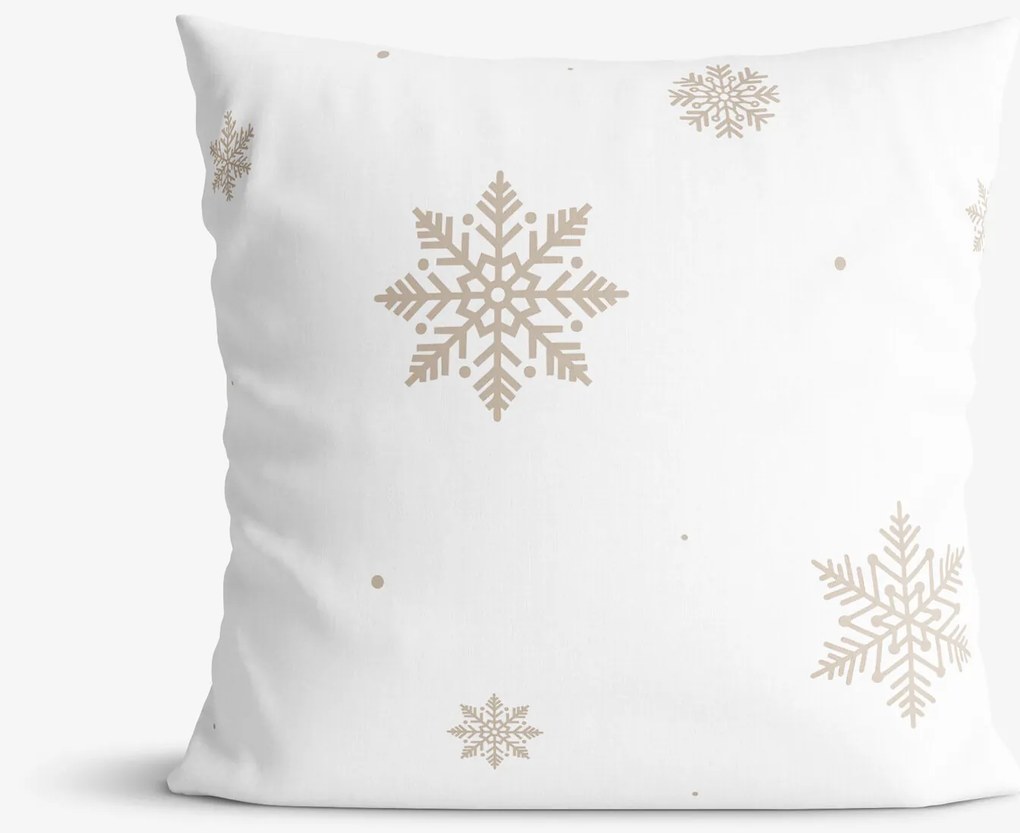 Goldea pamut párnahuzat - hópelyhek fehéren 45 x 45 cm