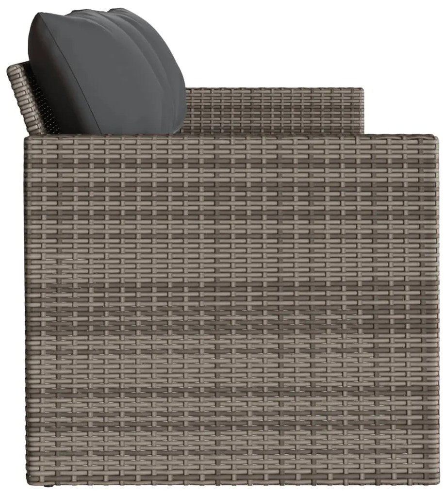 3 személyes szürke polyrattan kerti kanapé párnával