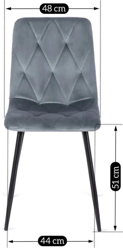 Krzesło ROBIN Szare Welurowe