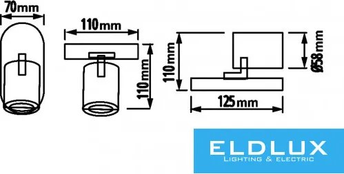 UNIVERSO Spot lámpatest 1xGU10 Max.35w IP20 125x70x110mm Fekete/Arany