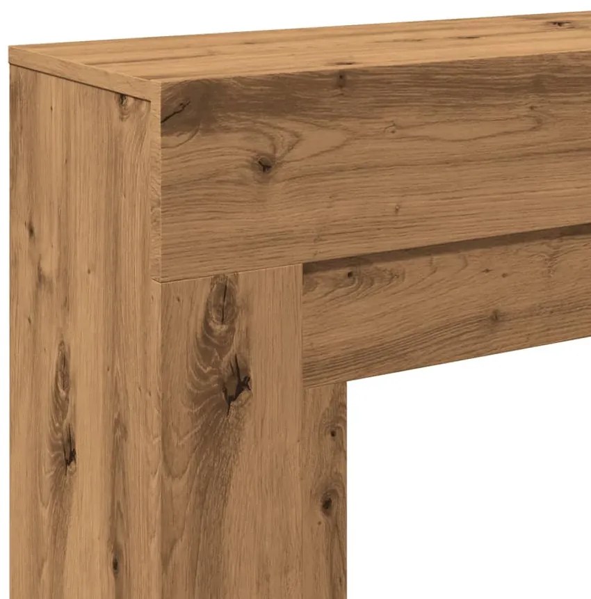 kézműves tölgy színű szerelt fa kandallóburkolat 100x30x87,5 cm