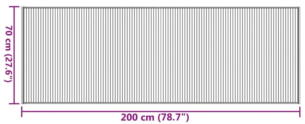 négyszögletű fekete bambusz szőnyeg 70 x 200 cm