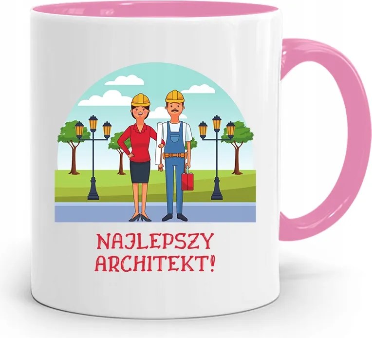 Rózsaszín Építész Bögre A Legjobb Építész fényképes nyomtatással