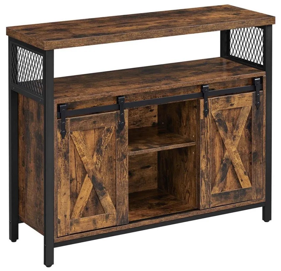 FIRA tolóajtós komód barna/fekete