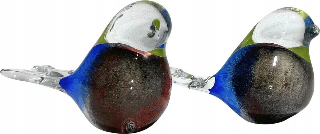 Madár figura üveg színes dekoratív szett 2 db kézműves