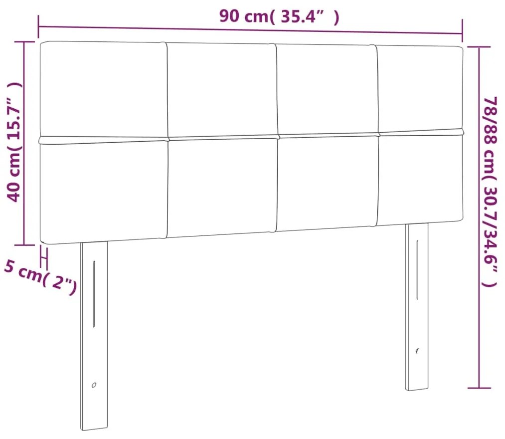rózsaszín bársony LED-es fejtámla 90x5x78/88 cm