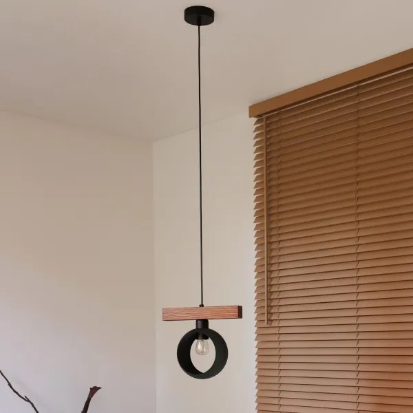 Duolla - Kábelre függesztett csillár IRONLINE 1xE27/15W/230V fenyő tölgy/fekete