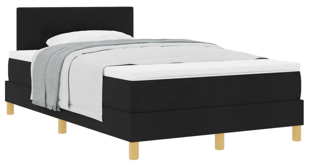Box Spring Ágy Matraccal Fekete 120x200 cm Textil