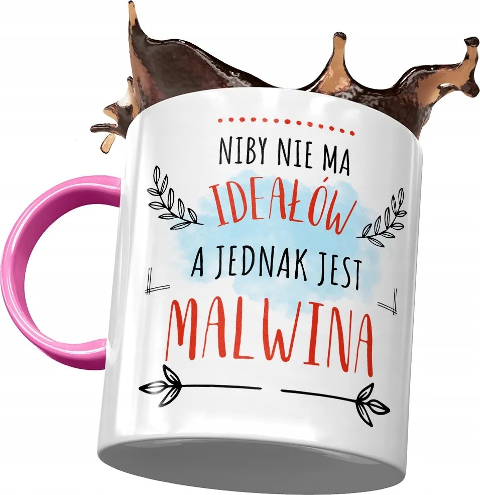 Rózsaszín Bögre Malvina Barátnő Feleség Ajándék Nyomtatott Fotóval