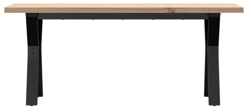 tömör fenyőfa és öntöttvas Y-vázú dohányzóasztal 110x40x45,5 cm